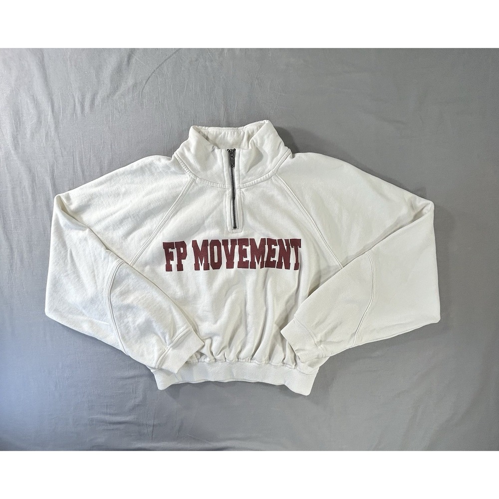 FP Movement "For The Win" Half Zip Pullover Cropped Women's Medium Athleisure